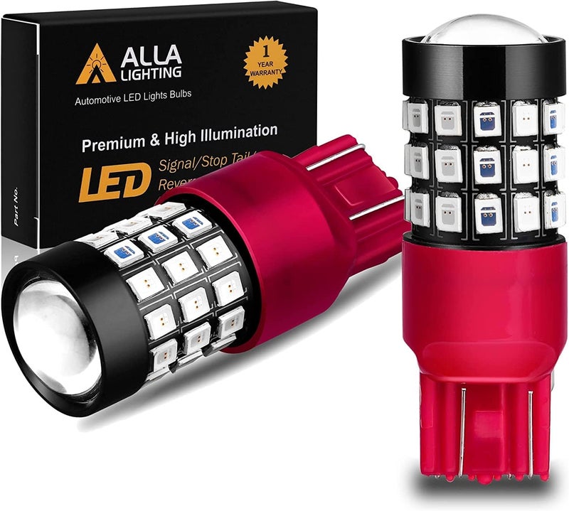 Alla Lighting ألا لايتينج مُحدث حديثًا 7440 7443 LED لفرامل التوقف، والذيل، وإشارات الانعطاف، أحمر T20 وتد 7444 7440LL 7443LL W21W 992 سوبر برايت 2835-SMD استبدال - Image 1