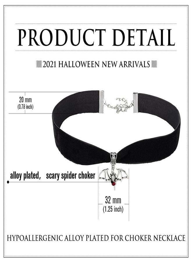 RareLove Halloween Costumes Black Velvet Gothic Collar Choker Retro Spider Necklace Alloy Plated Gothic Accessory for Women - Image 2