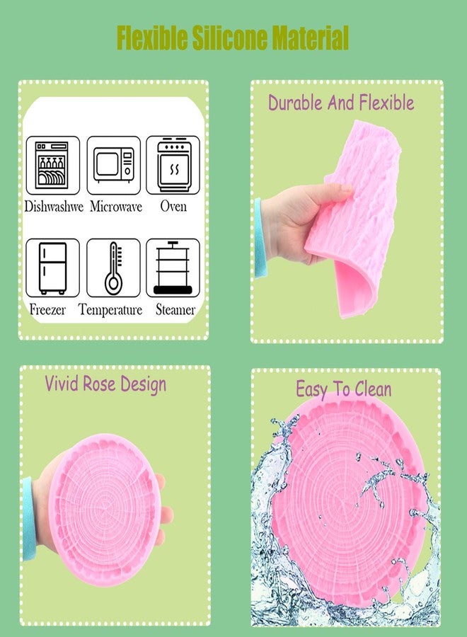 Mujiang Tree Stumps Cake Silicone Molds Tree Bark Texture Fondant Impression Mold For Cake Decorating Candy Chocolate Gumpaste Set Of 2 - Image 2