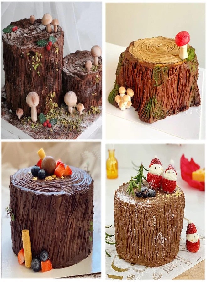 Mujiang Tree Stumps Cake Silicone Molds Tree Bark Texture Fondant Impression Mold For Cake Decorating Candy Chocolate Gumpaste Set Of 2 - Image 4