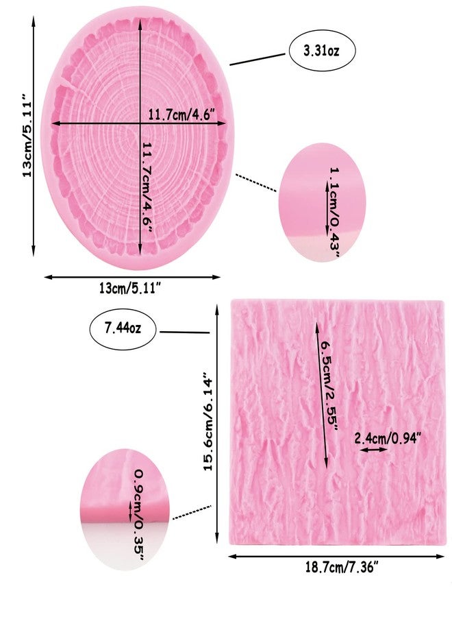 Mujiang Tree Stumps Cake Silicone Molds Tree Bark Texture Fondant Impression Mold For Cake Decorating Candy Chocolate Gumpaste Set Of 2 - Image 3
