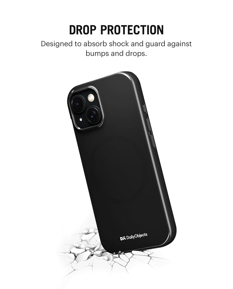 Daily Objects Polycarbonate Enamel Bumper Magsafe Case For iPhone 15 Compatible With Mag-Safe Wireless Charging | Black Hybrid Magnetic Back Cover - Image 4