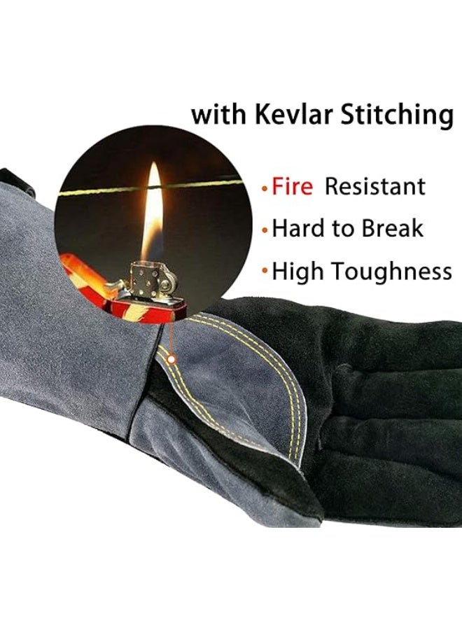 Heat & Fire Resistant Leather Gloves 35cm for Welding, BBQ & Work – Superior Hand & Arm Protection from Flames, Sparks & Heat – Genuine Cowhide Leather with Soft Lining – Perfect for Men & Women – Ideal for Kitchen, Oven, Gardening & Camping - Image 4