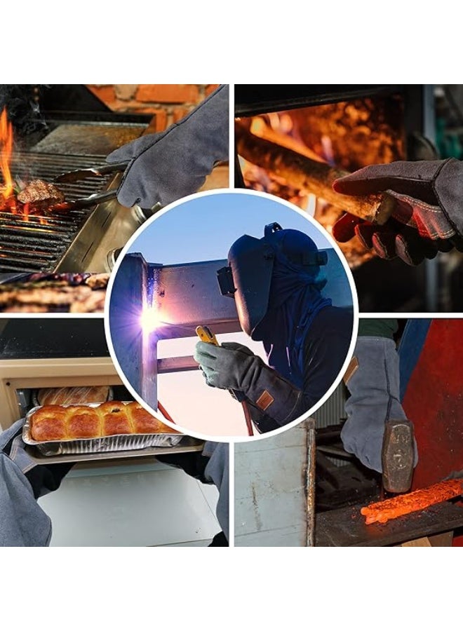 Heat & Fire Resistant Leather Gloves 35cm for Welding, BBQ & Work – Superior Hand & Arm Protection from Flames, Sparks & Heat – Genuine Cowhide Leather with Soft Lining – Perfect for Men & Women – Ideal for Kitchen, Oven, Gardening & Camping - Image 5