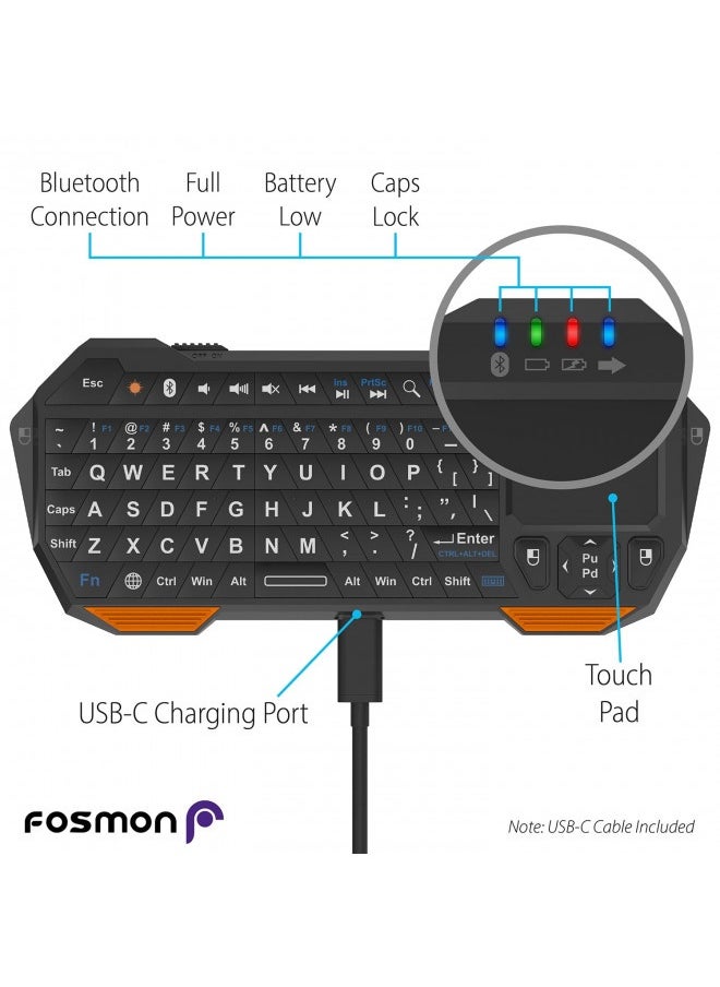 Fosmon Fosmon Mini Bluetooth Keyboard (Qwerty Keypad), Wireless Portable Lightweight With Built-In Touchpad, Compatible With Apple Tv, Ps4, Htpieces/Iptvvr Glasses, Smartphones And More  - Image 1