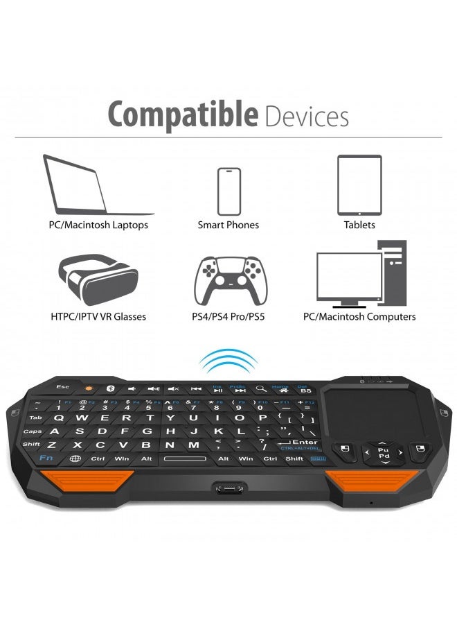 Fosmon Fosmon Mini Bluetooth Keyboard (Qwerty Keypad), Wireless Portable Lightweight With Built-In Touchpad, Compatible With Apple Tv, Ps4, Htpieces/Iptvvr Glasses, Smartphones And More  - Image 3