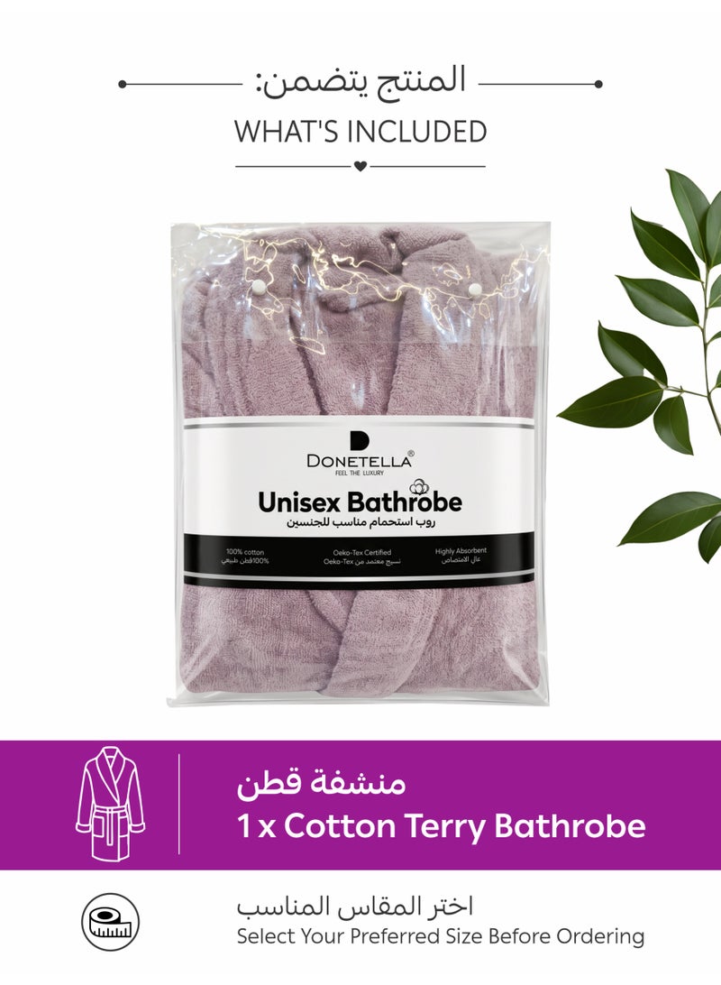 دوناتيلا روب استحمام 100% قطن للرجال والنساء، قطعة واحدة، مقاس M، 400 gsm، روب سبا بياقة شال، عالي الامتصاص، سريع الجفاف، مع حزام وجيوب. - Image 5