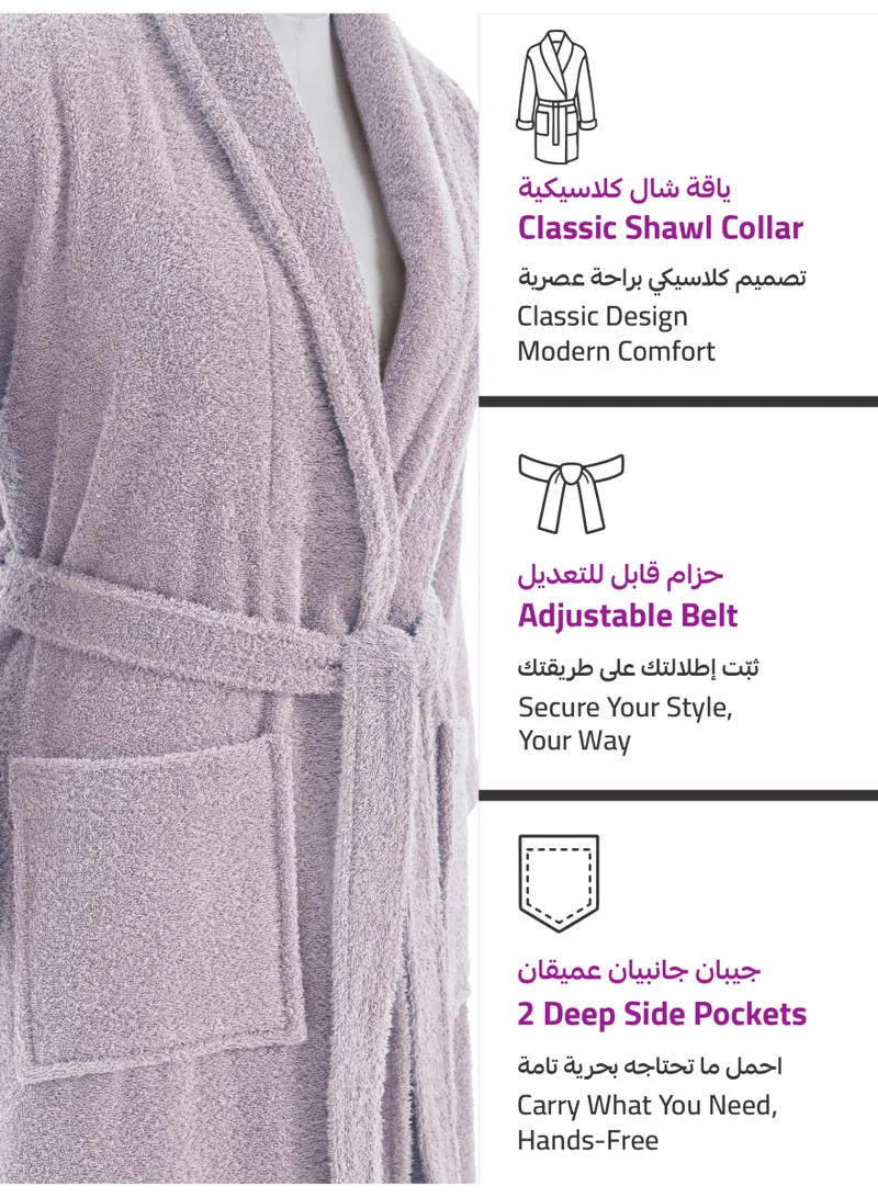 Donetella 100% Cotton Bathrobe for Men & Women, 1 Piece, M Size, 400 GSM, Shawl Collar Spa Robe, Highly Absorbent, Quick Dry, Belt & Pockets.