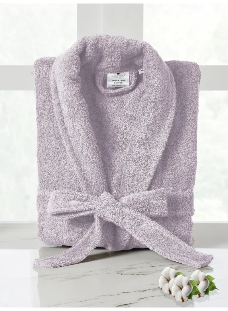 Donetella 100% Cotton Bathrobe for Men & Women, 1 Piece, M Size, 400 GSM, Shawl Collar Spa Robe, Highly Absorbent, Quick Dry, Belt & Pockets.
