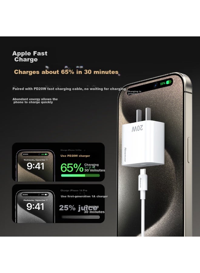 Newmine Apple Charger 20W Fast Charging 2M Set Compatible With Pd20W For Iphone 8-14 Data Cable - Image 2