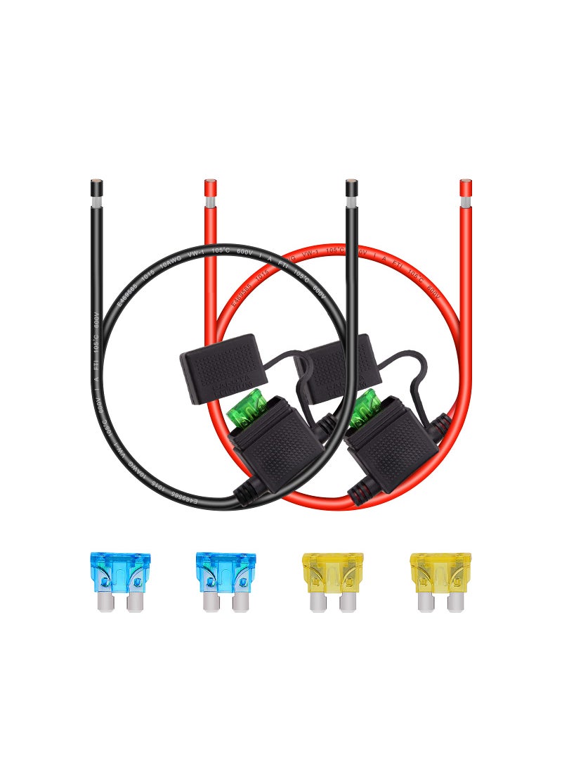 iGreely 10 Gauge Fuse Holder - 10 AWG Inline Heavy Duty Wire Fuse Holder with 30 AMP ATC/ATO Blade Fuses for Automotive Car Motorcycle Marine RV 2Ft/60CM  - Image 1