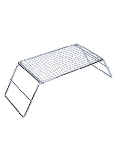 AL SANIDI Foldable Fire Stand, Portable mini barbecue charcoal grill for picnics, Silver, Size 14*18*32 Cm  - Image 1