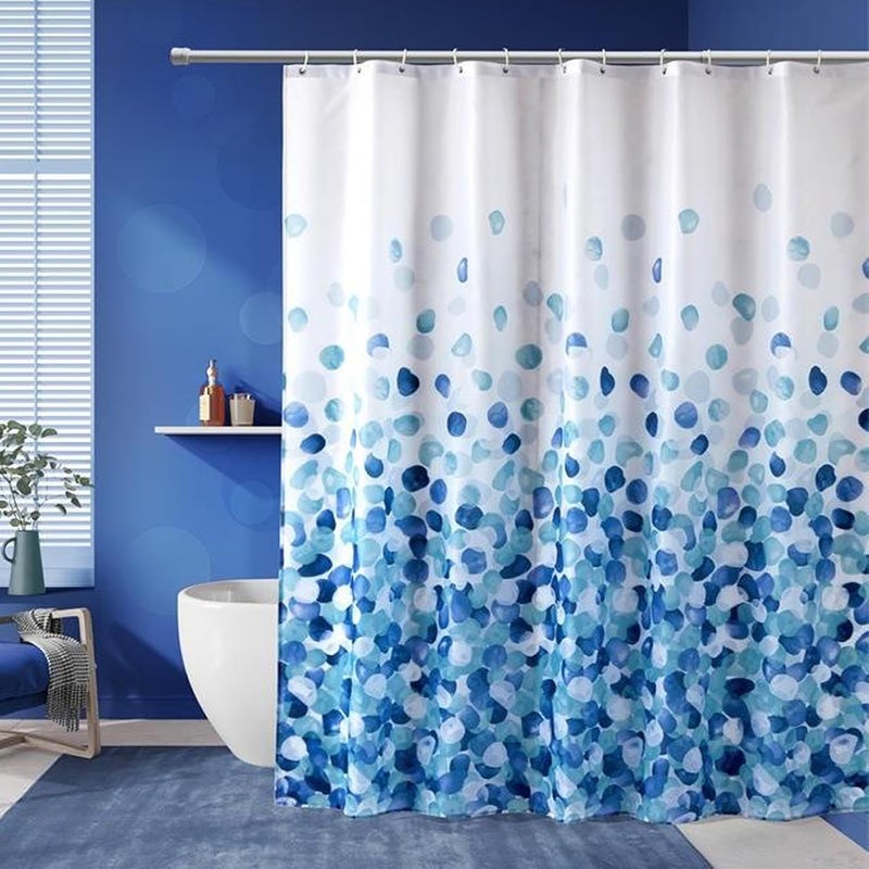 DEARART Bath Wave Blue Shower Curtain for Bathroom Essential, 200W × 180L cm Fabric Cloth Shower Curtain Set with Grommet and Hooks, 100% Waterproof Machine Washable Easy Clean - Image 1