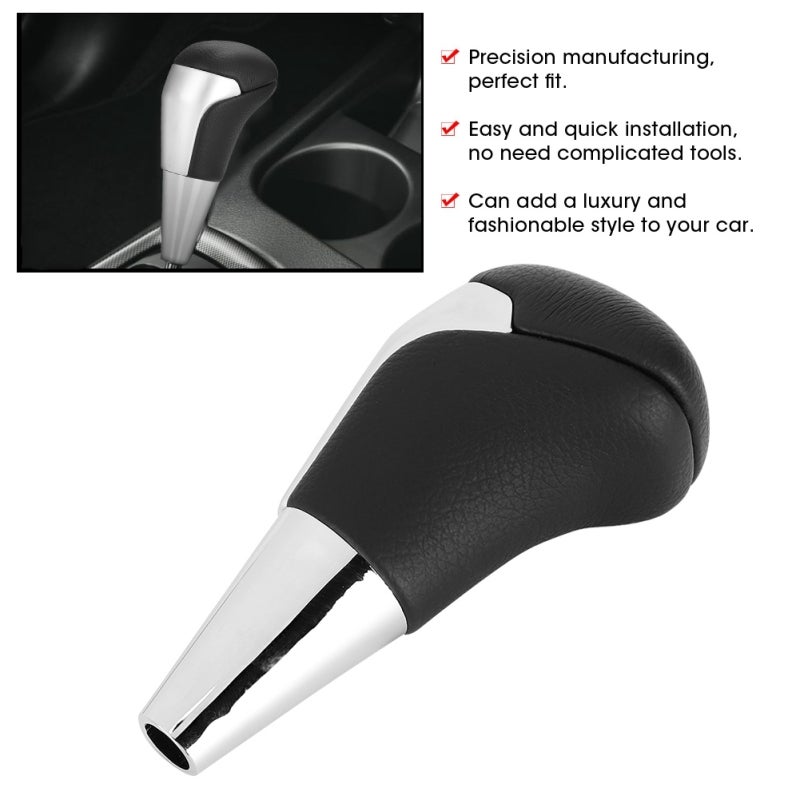 Gear Shift Knob: Leather Aluminum Construction - Precise Perfect Fit, Simple Fast Installation Automatic Shift Lever for Toyota Hilux Revo Fortuner 2005-2016 Car Interior - Image 5