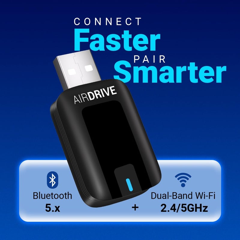 Dylect® AirDrive Wireless CarPlay & Android Auto Adapter | Convert Wired CarPlay/Android Auto to Wireless | Plug & Play USB Dongle with Bluetooth 5.4, Dual-Band Wi-Fi & USB-C to USB-A Cable for Cars - Image 4