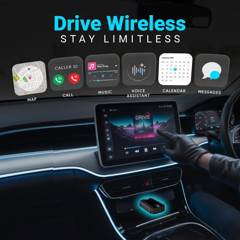 Dylect® AirDrive Wireless CarPlay & Android Auto Adapter | Convert Wired CarPlay/Android Auto to Wireless | Plug & Play USB Dongle with Bluetooth 5.4, Dual-Band Wi-Fi & USB-C to USB-A Cable for Cars - Image 5