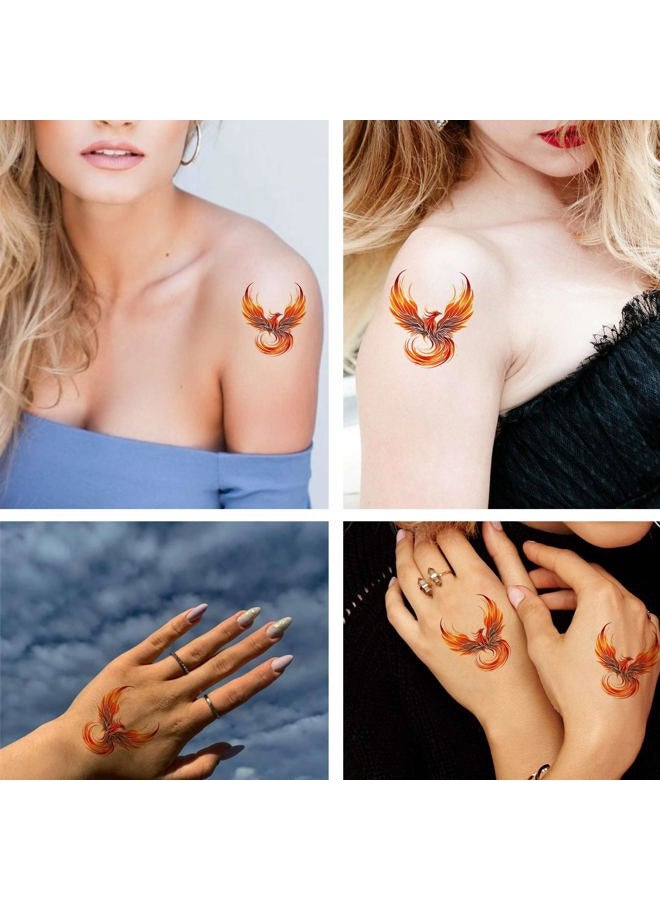 Dopetattoo 6 أوراق من الوشم المؤقت المزيف للرجال البالغين طائر الفينيق الطائر الناري المجرد الجناح المرتفع وشم مؤقت للنساء على الرقبة والذراع والصدر للنساء - Image 3