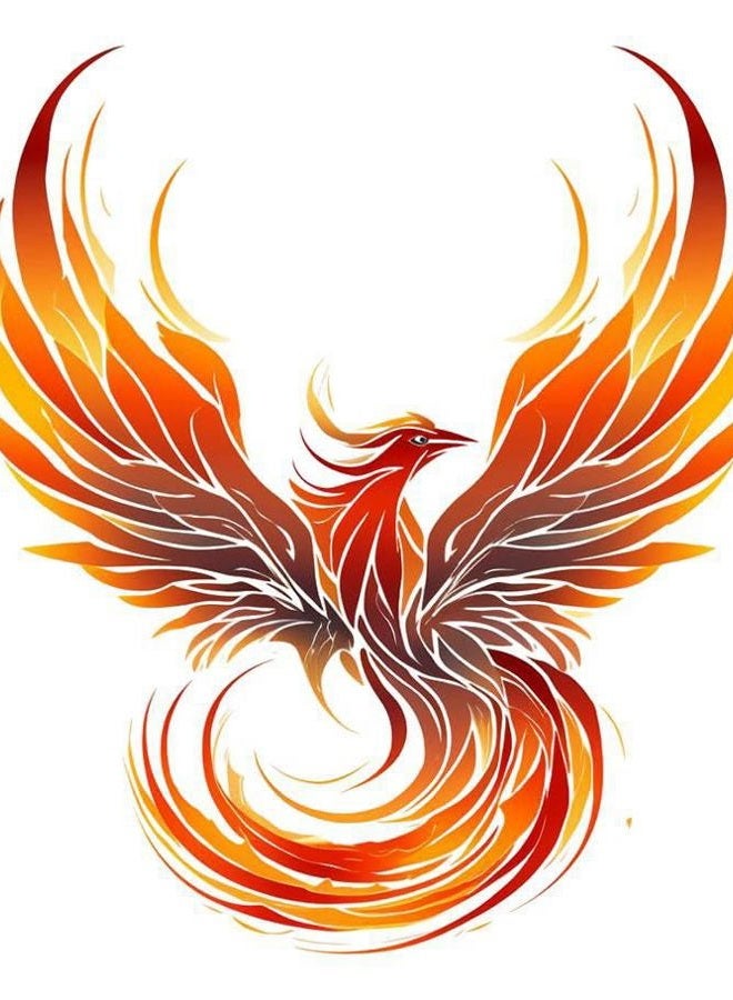 Dopetattoo 6 أوراق من الوشم المؤقت المزيف للرجال البالغين طائر الفينيق الطائر الناري المجرد الجناح المرتفع وشم مؤقت للنساء على الرقبة والذراع والصدر للنساء - Image 1