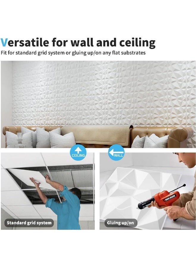 DUNISO 12Pcs Decorative 3D Wall Panels in Diamond Design,PVC 3D Textured Wall Panels,Waterproof, Stain Resistant, and Durable，for Interior Wall Decor,DIY，30 * 30cm，White  - Image 5