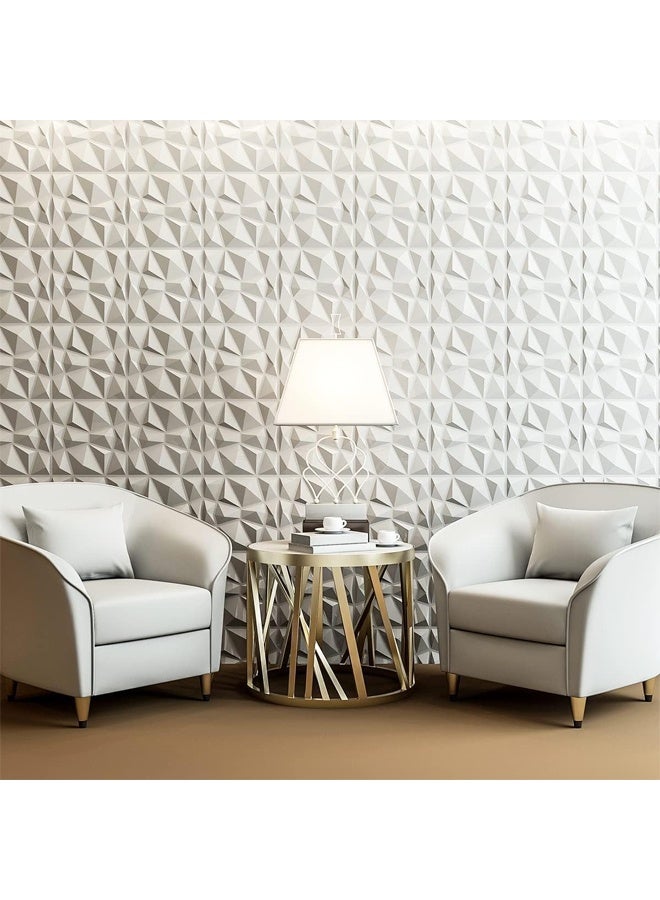 DUNISO 12Pcs Decorative 3D Wall Panels in Diamond Design,PVC 3D Textured Wall Panels,Waterproof, Stain Resistant, and Durable，for Interior Wall Decor,DIY，30 * 30cm，White  - Image 3