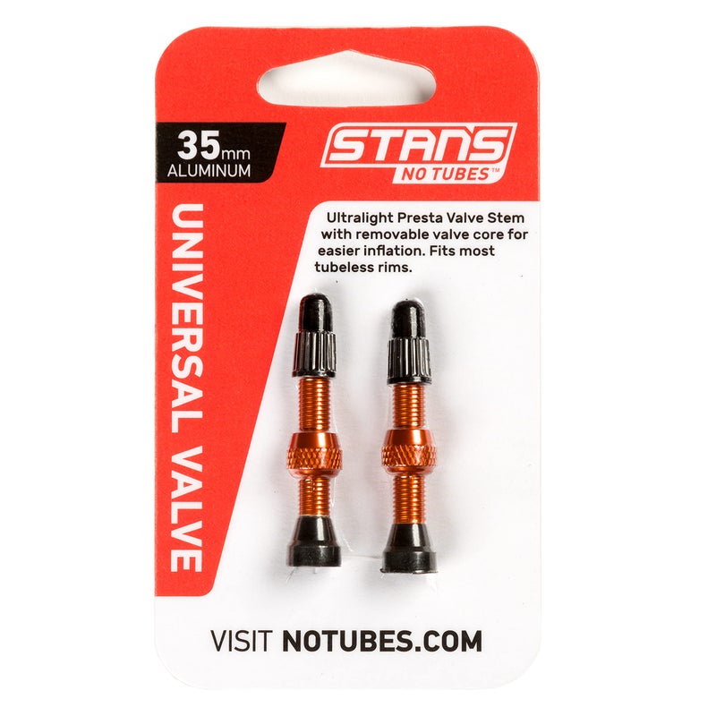 ستانز زوج من صمامات بريستا العالمية بدون أنابيب من Stan'S Notubes، سيقان من الألومنيوم مقاس 35 مم برتقالي - Image 1