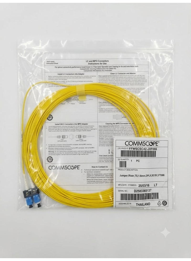 COMMSCOPE FFWSCSC42-JXF066 Simplex Fiber Optic Jumper Cable, SC/LC Connectors, 20 Meters, Yellow