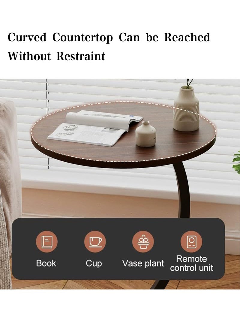 End Table, Round Coffee Table for Sofa and Bed, Side Small Table Desk for Living Room, Bedroom, Office