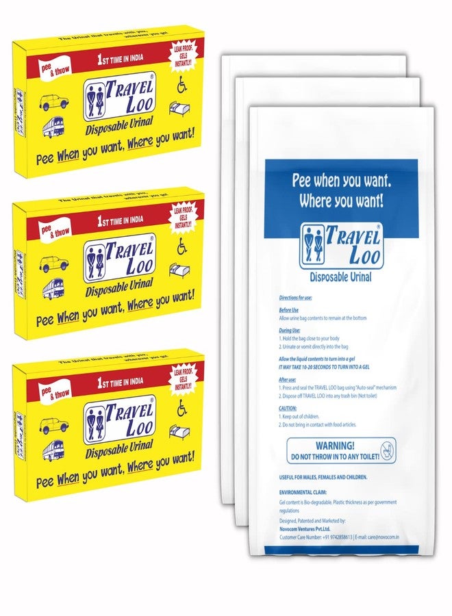Simon's Travel Loo 3's Pack -Disposable Urine Plastic Bag (9 Bags of 600 ml Each),White - Image 1