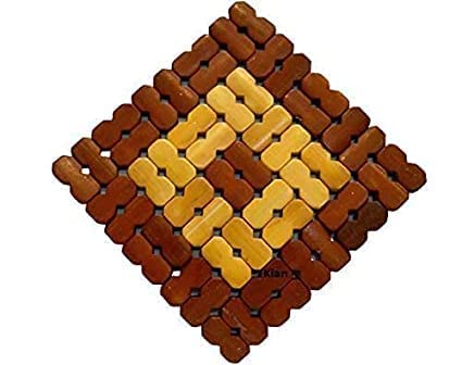 RIGJAK 3 Square Pot Mat Wooden Square Pot Mat Hot Pot Holder Mat, Anti-Slip Coasters Dining Table Mat, Wooden Style Dining Table,Coffee,Tea Holder Mat (Pack of 4) - Image 1
