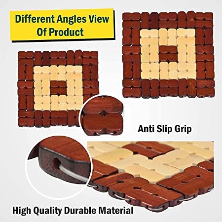 RIGJAK 3 Square Pot Mat Wooden Square Pot Mat Hot Pot Holder Mat, Anti-Slip Coasters Dining Table Mat, Wooden Style Dining Table,Coffee,Tea Holder Mat (Pack of 4) - Image 4