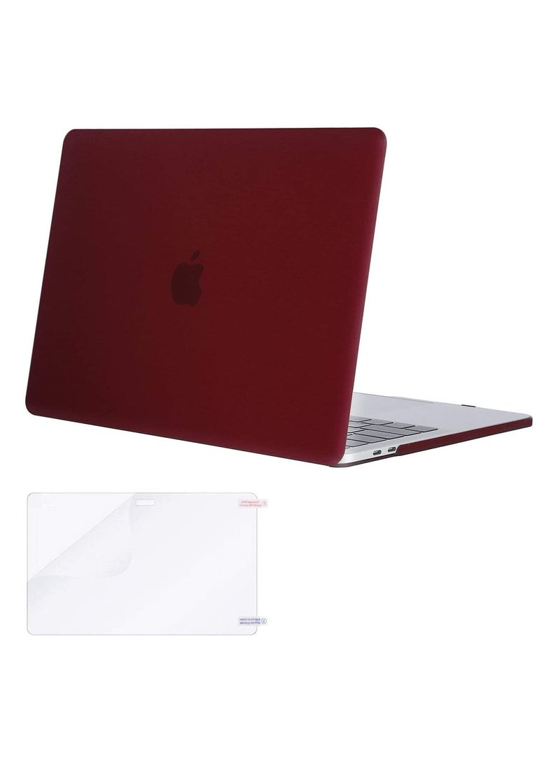 Compatible for MacBook Pro 13-Inch 2016 to 2020 Release A2338 M1 A2289 A2251 A2159 A1989 A1706 A1708 with or Without Touch Bar Hard Shell Case Cover and Screen Protector Wine Red - Image 1