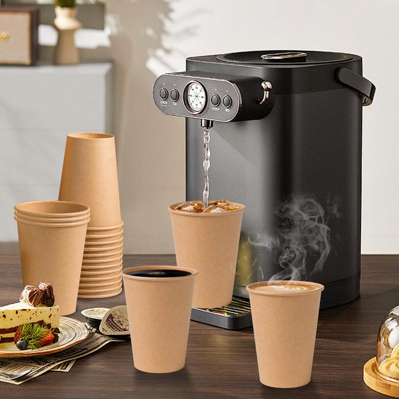 SIUQ 300 Pack 12 oz Kraft Paper Cups, Unbleached Disposable Paper Coffee Cups, Thickened Hot/Cold Beverage Drinking Cup for Party, Home, Cafes, Bistros, Businesses (Brown) - Image 3