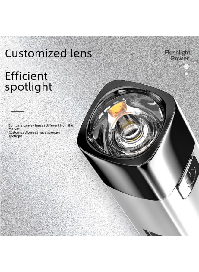 Smile Shark Mini Flashlight High Intensity Portable Outdoor Usb Rechargeable Handheld Torch For Hiking Home Lighting-Color:1017 Telescopic Multifunctional Flashlight-black  - Image 5