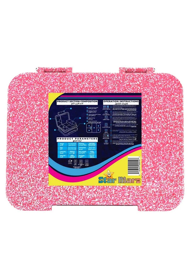 Starmarz Starmarz Bento Glitter Lunch Box (Little Princes ) 4-6 Compartments, 3 pcs sandwitch Cutter ,2 pc's fruit picker , Capacity: 1195ml,Ditachable Tray. - Image 1