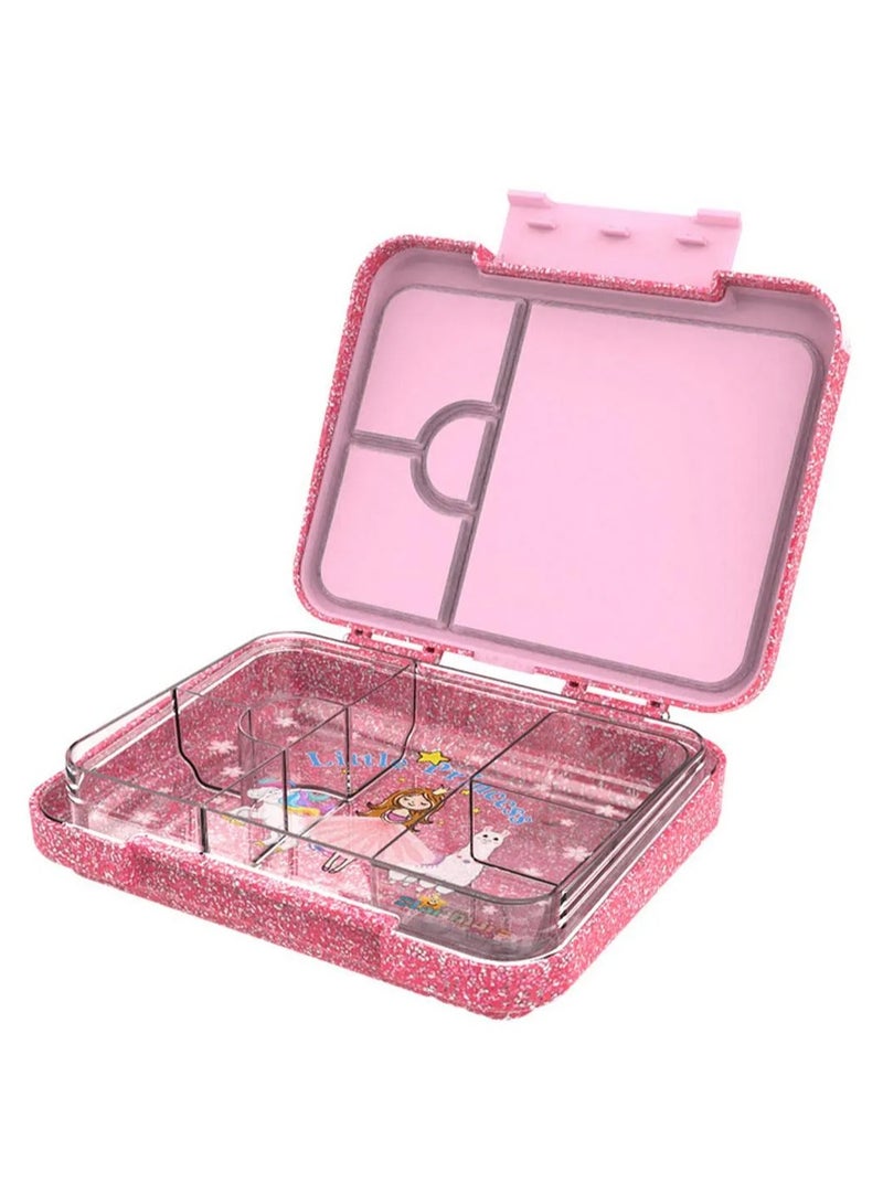 Starmarz Starmarz Bento Glitter Lunch Box (Little Princes ) 4-6 Compartments, 3 pcs sandwitch Cutter ,2 pc's fruit picker , Capacity: 1195ml,Ditachable Tray. - Image 4