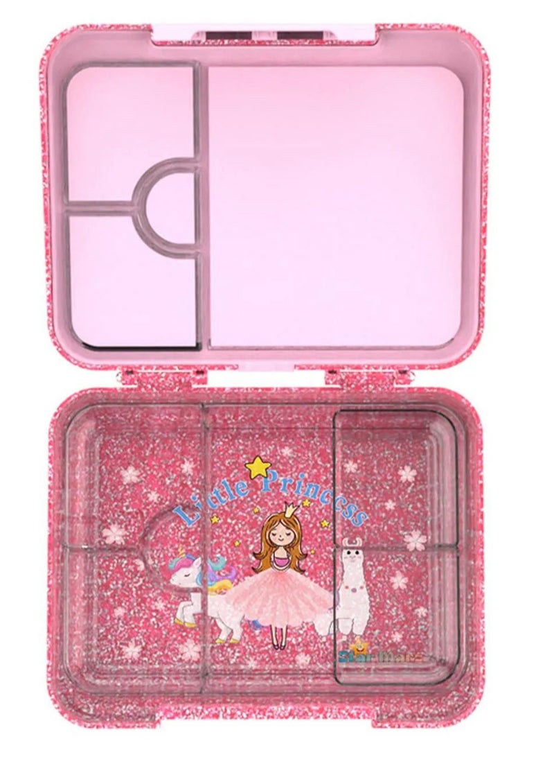 Starmarz Bento Glitter Lunch Box (Little Princes ) 4-6 Compartments, 3 pcs sandwitch Cutter ,2 pc's fruit picker , Capacity: 1195ml,Ditachable Tray. - Image 3