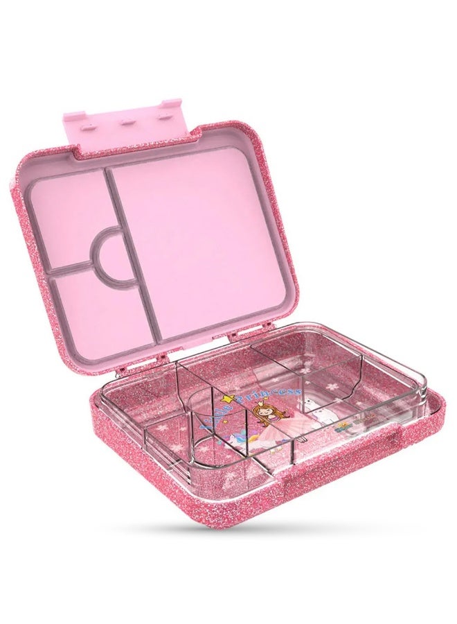 Starmarz Bento Glitter Lunch Box (Little Princes ) 4-6 Compartments, 3 pcs sandwitch Cutter ,2 pc's fruit picker , Capacity: 1195ml,Ditachable Tray. - Image 4