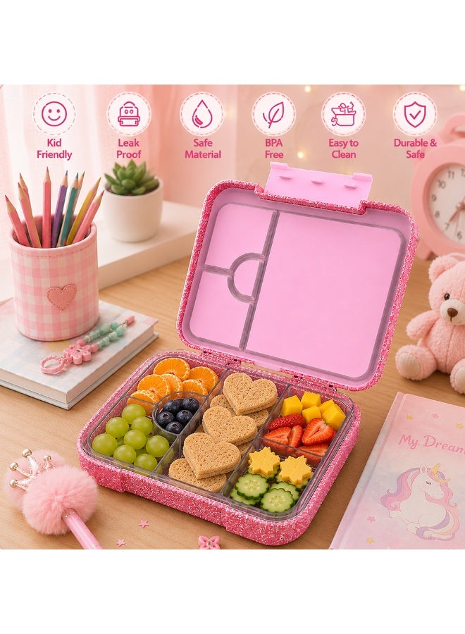 Starmarz Bento Glitter Lunch Box (Little Princes ) 4-6 Compartments, 3 pcs sandwitch Cutter ,2 pc's fruit picker , Capacity: 1195ml,Ditachable Tray. - Image 5