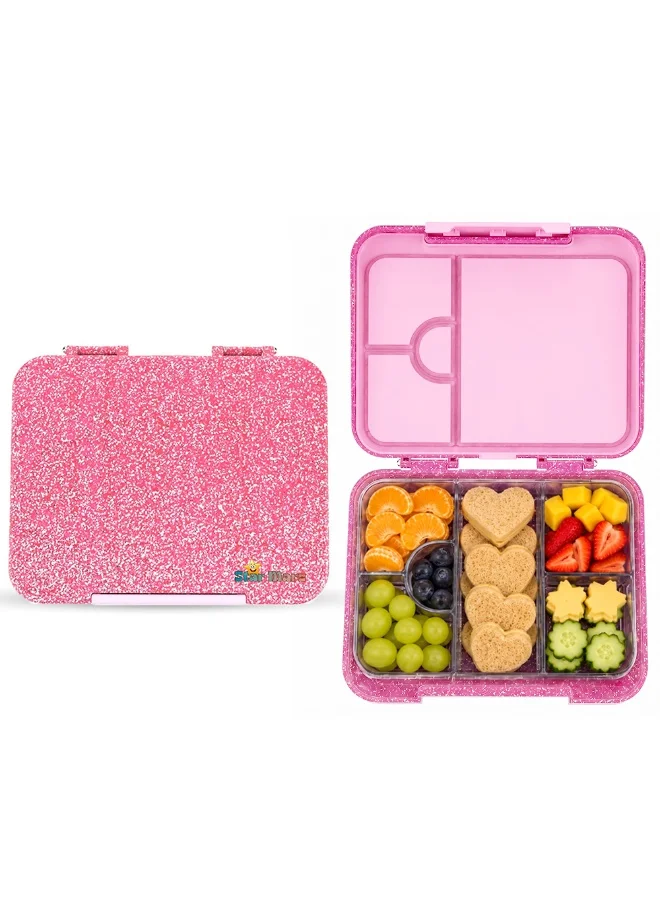 Starmarz Starmarz Bento Glitter Lunch Box (Little Princes ) 4-6 Compartments, 3 pcs sandwitch Cutter ,2 pc's fruit picker , Capacity: 1195ml,Ditachable Tray.