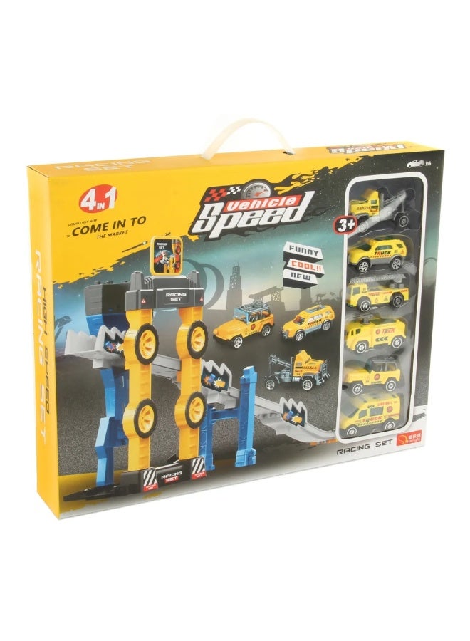 Vehicle Speed 6 Pieces Slip Car 4 in 1 Set - Yellow - 981 - Image 4