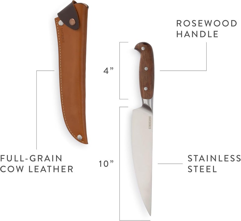 Barebones Wilderness Chef Knife with Leather Sheath - Image 3