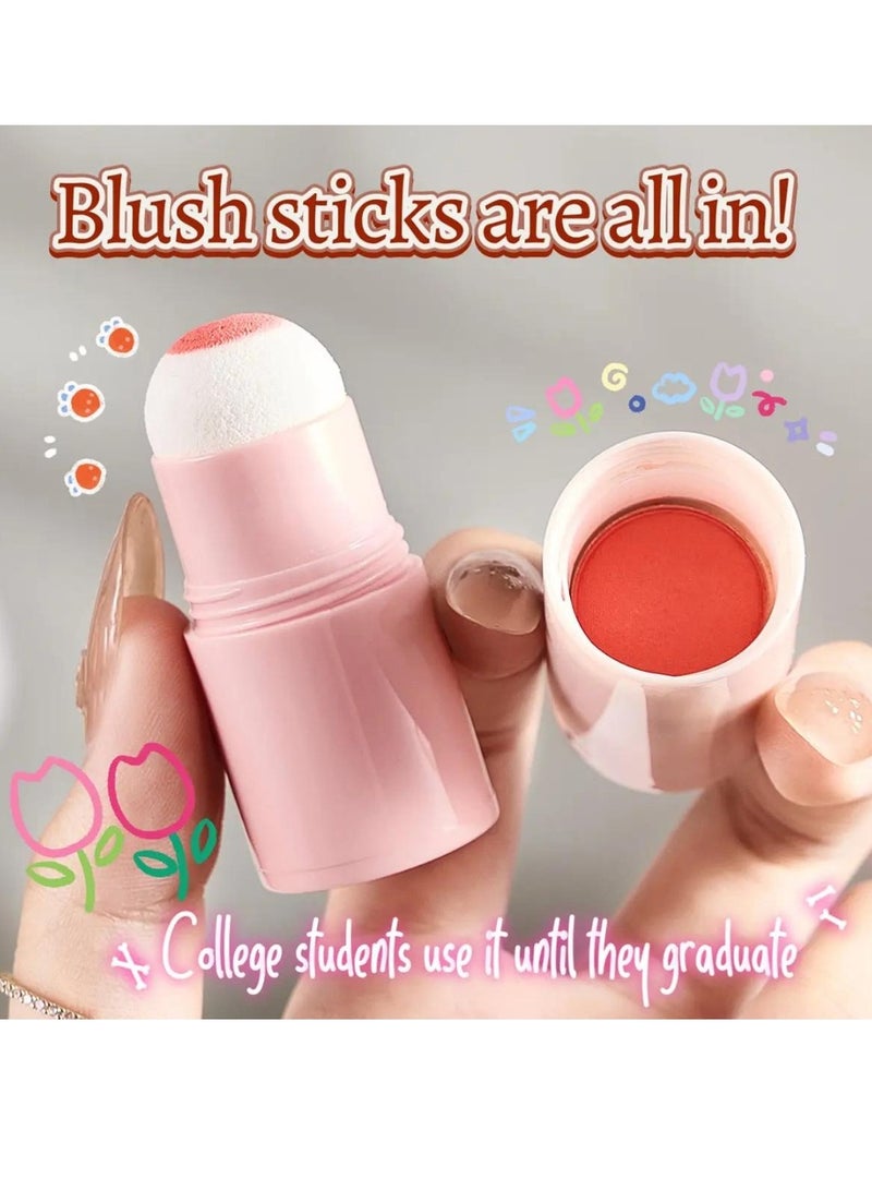 OCHEAL Powder Blusher Stick Sponge Head Face Rouge Contouring Pen Waterproof Natural Look Blush Stick Soft Face Brightening Contour Shadow Blush Powder Cushion Blush Stick 01 - Image 4