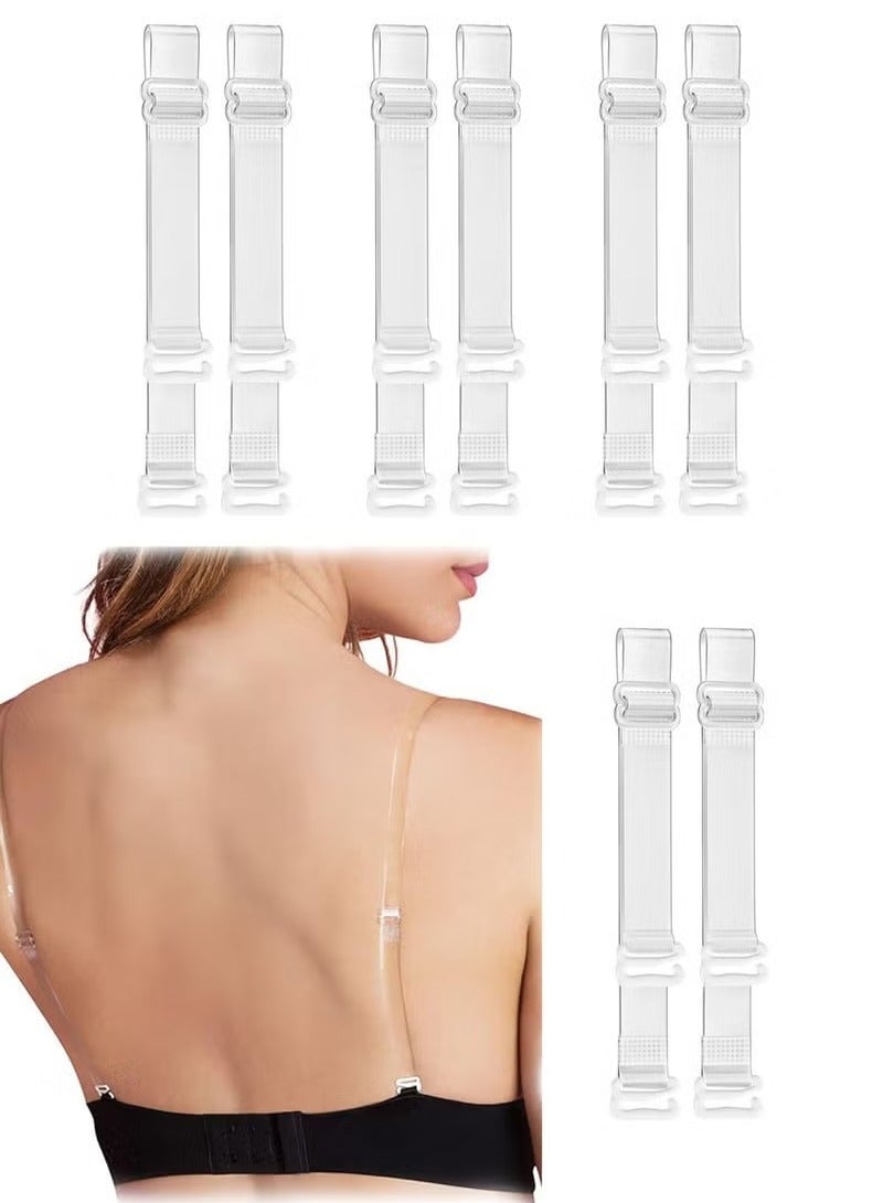 Clear Bra Straps, 4 Pairs Invisible Non-Slip Adjustable Bra Straps Soft Transparent Shoulder Strap Replacement Bra Straps (Width 10/12/15/18mm each pair) - Image 1