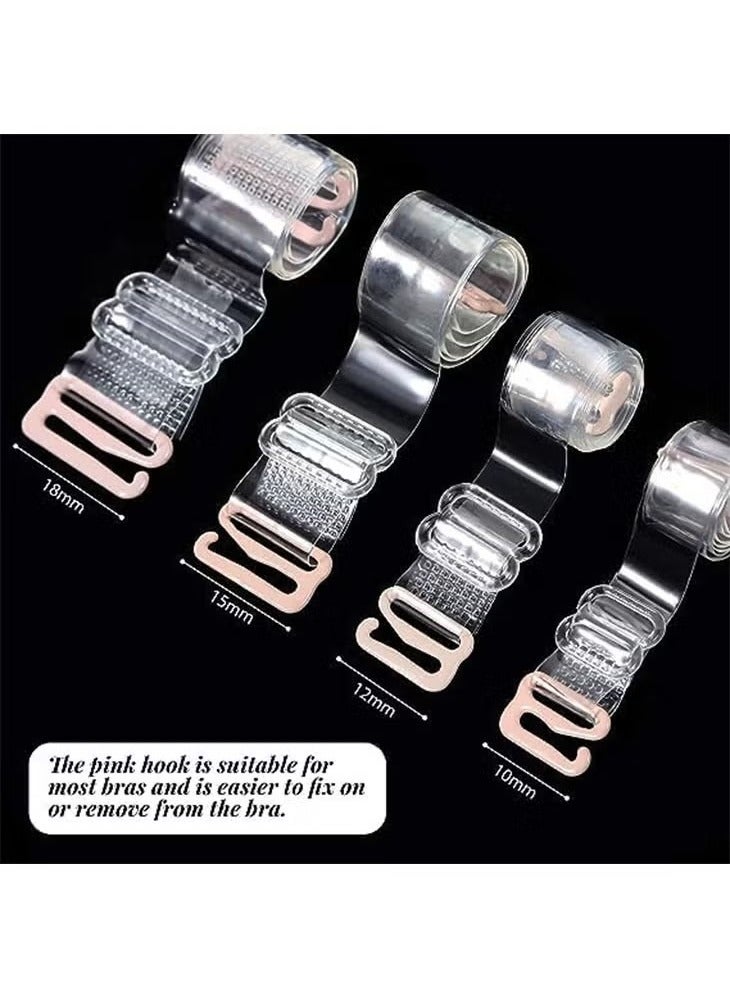 Clear Bra Straps, 4 Pairs Invisible Non-Slip Adjustable Bra Straps Soft Transparent Shoulder Strap Replacement Bra Straps (Width 10/12/15/18mm each pair) - Image 2