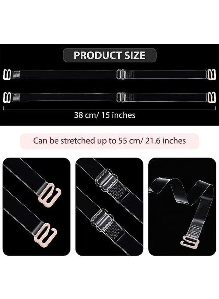 Clear Bra Straps, 4 Pairs Invisible Non-Slip Adjustable Bra Straps Soft Transparent Shoulder Strap Replacement Bra Straps (Width 10/12/15/18mm each pair) - Image 4
