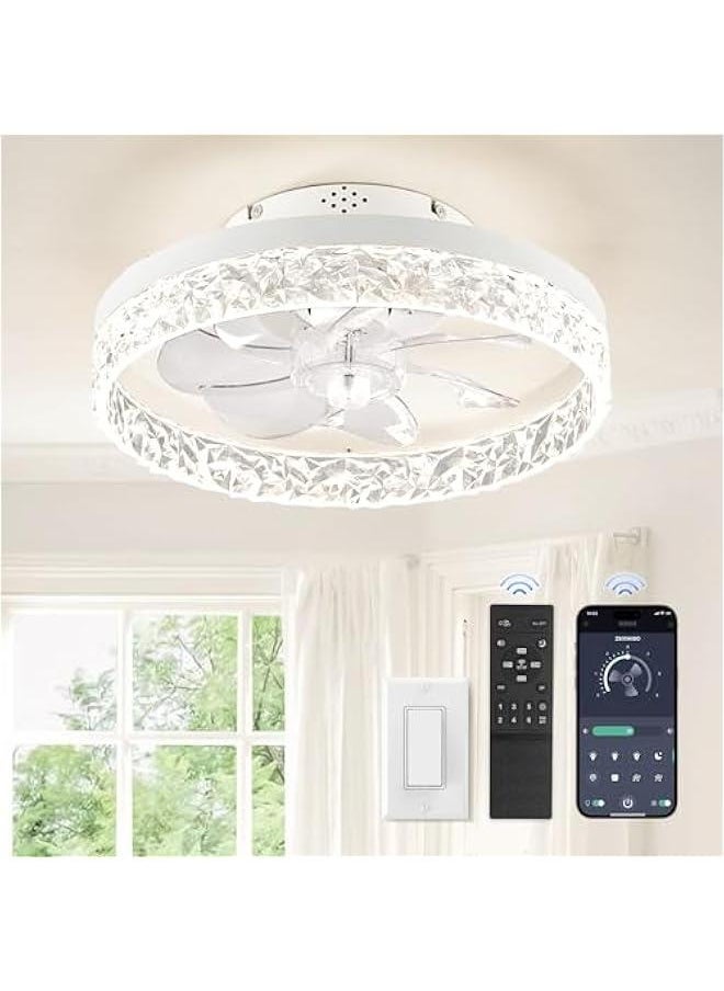 Arabest White Low Profile Ceiling Fan with Light and Remote Control, Flush Mount, Reversible Blades, Dimmable, Quiet Operation, Small 15.7 inch Fan for Bedroom, Indoor Use.  - Image 1