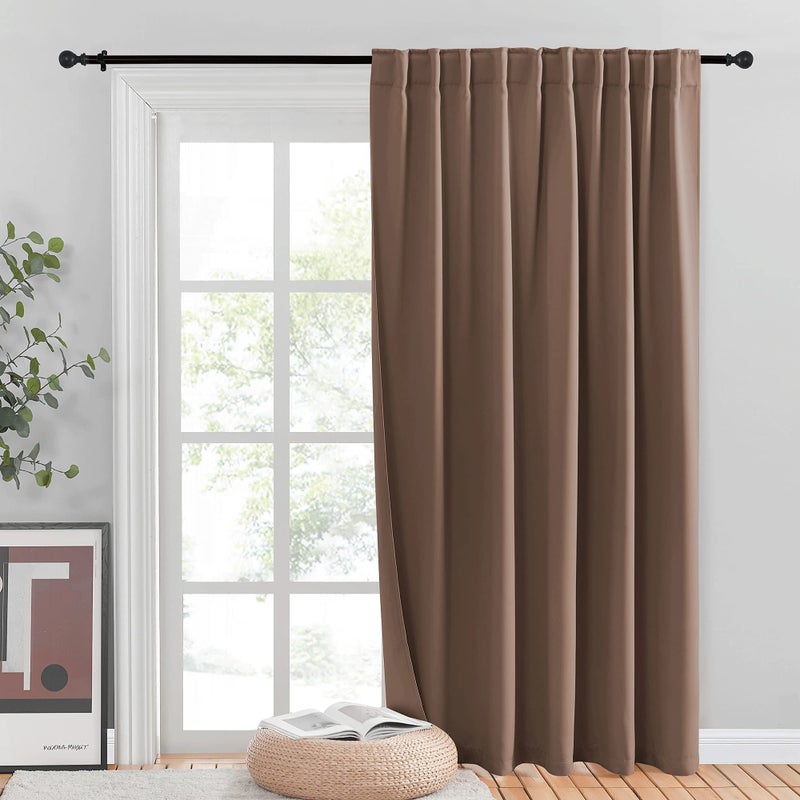 NICETOWN NICETOWN Room Darkning Blinds for Patio Door Sliding Door Insulated Wide Curtain for Villa Hall Parlor Slider Glass Door High Ceiling Window Decor Cappuccino 80 W x 84 L inch Single Panel 