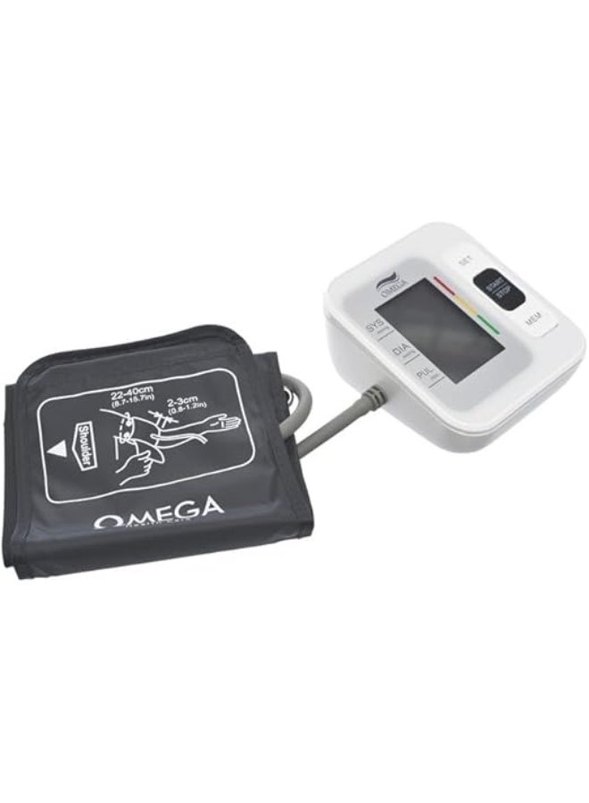 أوميغا جهاز قياس ضغط الدم الرقمي الذكي من OMEGA Health Care – قياس دقيق للذراع مع شاشة كبيرة وتشغيل بلمسة واحدة - Image 2