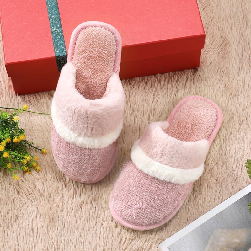 MAXTOP House Slippers for Women Fluffy Memory Foam Cute Comfy Fuzzy Slippers Slip on Anti-Skid Christmas Gifts for Women Mom Indoor and Outdoor Size 7 8 Pink - Image 3