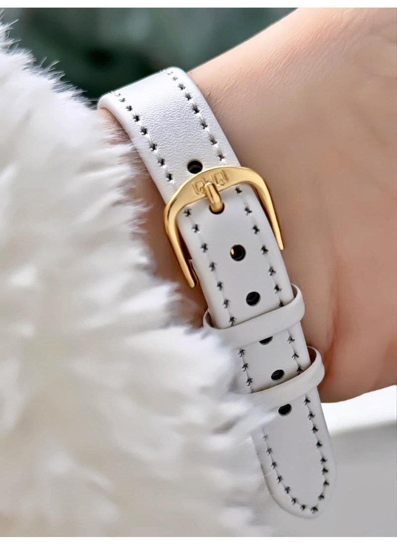 Q&Q - Elegant Slim Case Women's Leather Band Wristwatch - Image 1